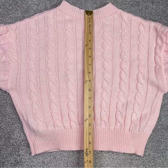 SHEIN Sweater Women’s Medium Pink Heart Cable Knit Valentine’s Day - Picture 7 of 9